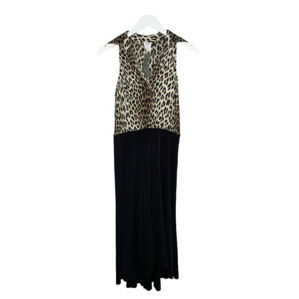 NWT Cache Leopard Print Sleeveless Silk Blend Stretchy Midi Dress Size 2